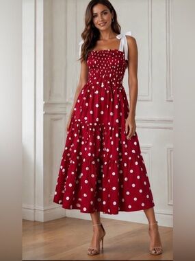 NWOT! En Saison Red Polka Dot Dress